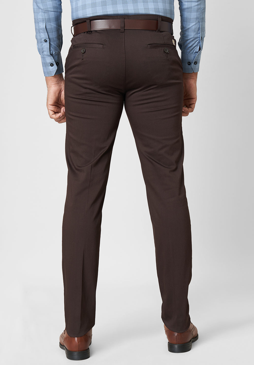 Blue Slim Fit Cotton Pants for Men by GentWith.com